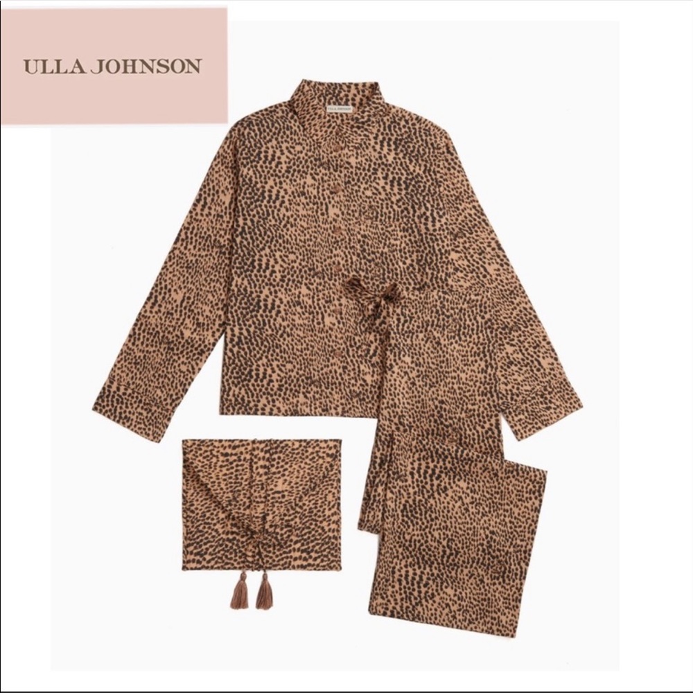 New! ULLA JOHNSON Ivy Cheetah Animal Print PJ Set NWT